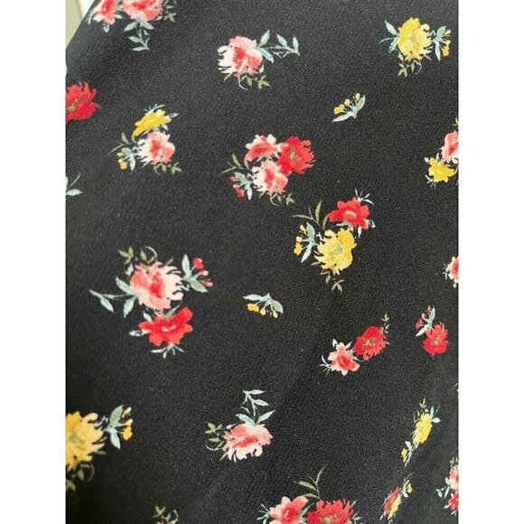 Lane Bryant Women Top Size 16 Black Round Neck Pink Floral Tie Waist Office Plus - Picture 5 of 12